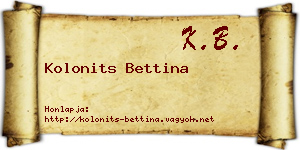 Kolonits Bettina névjegykártya
